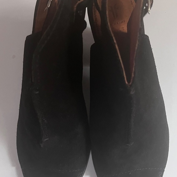 rye Courtney Black Suede Peep Toe Slingback Booties Size 9B Made in Mexico - Picture 3 of 7